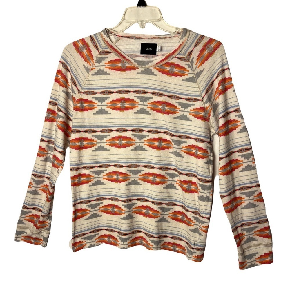 BDG Urban Outfitters | Oatmeal Southwestern Lightweight Cotton Blend Sweater, L